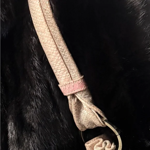 Large Real Leather Elegant Pink and Cream Womens Bag /Tote Genuine Leather Italy - Picture 8 of 9